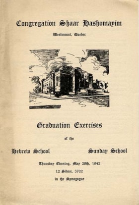 Program for the Graduation Exercises of the Hebrew School and Sunday School at Congregation Shaar Hashomayim