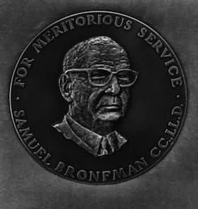 Samuel Bronfman Medal/as presented to Michael GARBER. showing inscription