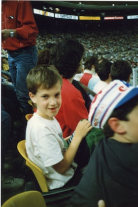 Young boy at a professional baseball game