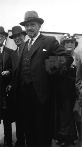 WEIZMANN, Chaim at Cartierville Airport, Montreal, with FINEBERG, LEVIN, GOLDBLOOM.