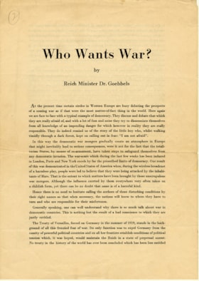Who Wants War?