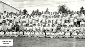 Panoramic of the August 1956 group of campers at Camp B'nai B'rith.