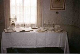 Artifacts, including a manorah, on display at the Billings Estate exhibit