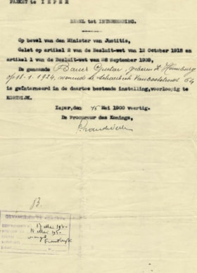 Internment certificate