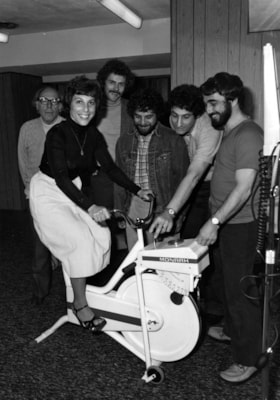 Trying out the latest scientific equipment in the new Jewish Community Centre Fitness Testing Centre.