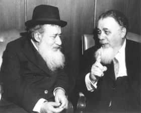 HIRSCHPRUNG, Pinchas, Rabbi, with Rabbi Moses Rosen, Chief Rabbi of Rumania, during his visit to Canada.