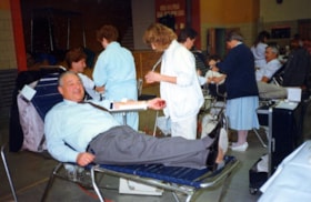 Stan Katz giving blood at the Jewish Community Centre Blood Drive