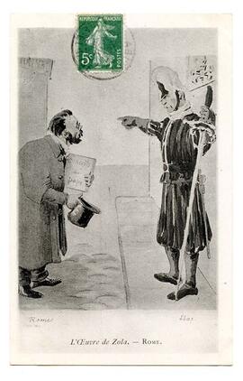 Postcard, "L'Oeuvre de Zola. - Rome"