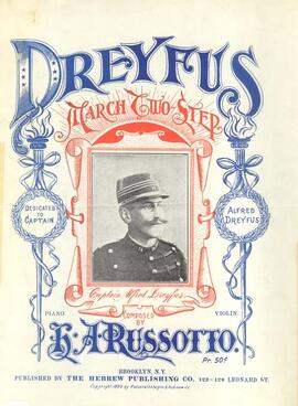 Cover from printed sheet music for violin and piano, "Dreyfus Two Step"