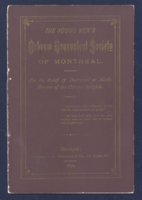 Young Men's Hebrew Benevolent Society Incorporation and Bylaws booklet (3 copies)