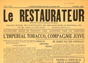 LE RESTAURATEUR - anti-Semitic publication