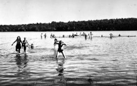 The waterfront with campers at Camp B'nai B'rith in Quyon, Quebec
