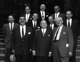 CJC officers/joint delegation to Ottawa. Sam BRONFMAN, Saul HAYES, Monroe ABBEY