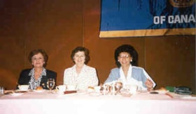 The Israeli ambassador's wife, Tami Berezin, along with Gloria Borts at the head table of a Medical Services dinner for Ottawa Hadassah-Wizo.