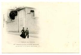 Postcard, "1- Proces de Rennes, Mme. Dreyfus et son pere M. Hadamard se rendant a la prison militaire"