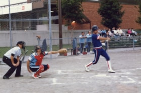 Unidentified men playing baseball