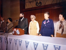 Mrs. Aliza Begin at an assembly in her honour during her visit to Hillel Academy.