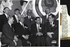 KAPLANSKY, Kalman, one photo taken at the convention of the Canadian Congress of Labour in 1953 and one partial photo of Kaplansky with another delegate