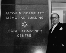 Hamilton Jewish Community Centre/Goldblatt memorial building sign, Rabbi S. LEVINE, Gymnasium