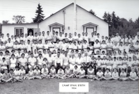 Panoramic of the 1954 group of campers at Camp B'nai B'rith.