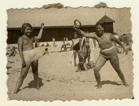 Erika and Maryla Urbach playing on the beach