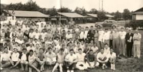 Panoramic photograph of participants at the 16th National Camp Convention of Aleph Zadek Aleph of B'nai B'rith held at Cejwin Camp in Port Jervis, New York