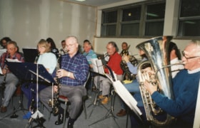 Jewish Community Centre Concert Band. Photograph includes Ben Greenberg founder and musical director on clarinet.