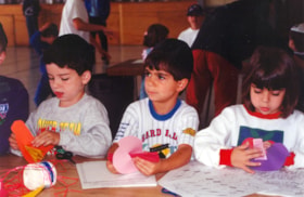 Students making decorations for Succot.