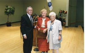 Sylvia Kaimar and Molly Fine accept plaque for the Tillie and Harry Cherm(?) Memorial Fund.