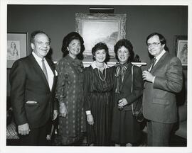 Interior group portrait, Sponsoring committee members for the 1983 Montreal Negev Dinner in honour of Dorothy Reitman gather at the home of Norma Cummings for the launching of campaign. From left are Cyril Reitman, Dorothy Reitman, Sheila Zittrer, dinner chairman and Harry Feldman, campaign chairman.