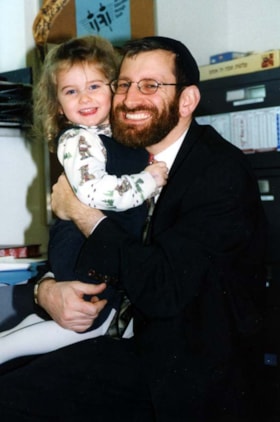 Rabbi Shotkin and daughter at the Soloway Jewish Community Centre.