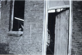 Detail of vandalized Leens synagogue