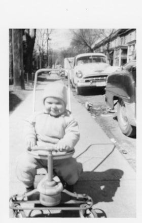 Gordon Allice on a tricycle