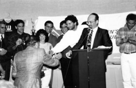 Presentation of Ottawa Jewish Men's Softball League trophies.