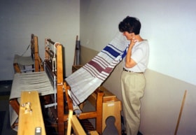 5 photographs of talit making, a program of the Jewish Community Centre