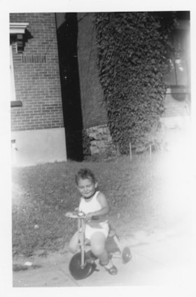 Gordon Allice on a tricycle