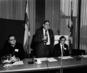 Samuel Bronfman House meeting - probably the Religious Affairs committee / Bishops LAROCQUE, CIMICELLA, Rabbi LANGNER