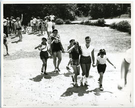 Group portrait of campers and councillors, Camp Wooden Acres, Montreal.