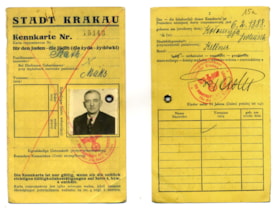 City of Krakow Jewish Identification Card for Maks Radh (Rash? Raolu?).