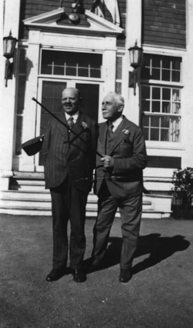 Mount Sinai Sanatorium/M. HIRSCH and L. SOLOMON outside the sanatorium. Includes a detailed caption.
