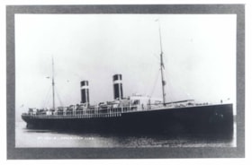 Postcard copy print from circa 1922 of the steamer ship SS St. Louis. The file also contains a 1939 newsclipping about the MS St. Louis, which was the ship that carried WWII Jewish refugees.
