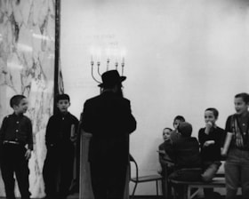 Chassidic children and teacher