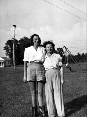 Babe Robitaille (Camp nurse) and Mrs. Gittelson (Camp mother) at Camp B'nai B'rith in Quyon, Quebec