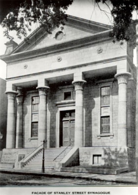 Photograph (print) of Stanley Street Synagogue facade, and negative of the Stanley Street Synagogue entrance (professional photograph )