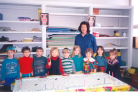 Students learning to light chanukah candles at Talmud Torah Afternoon School.