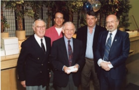 Norman Lesh and four unidentified men at an Ottawa Jewish Community Foundation annual general meeting.